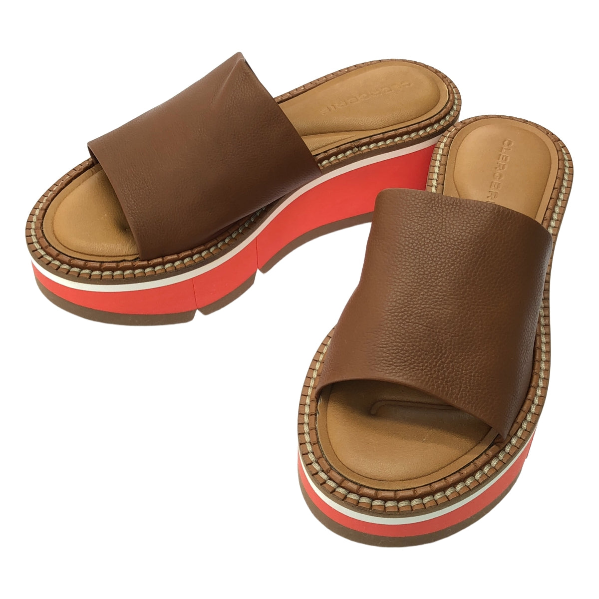 【미품】 Clergerie Paris / 크레주리 | 가죽 플랫폼 샌들 | 37 | 브라운 | 여성