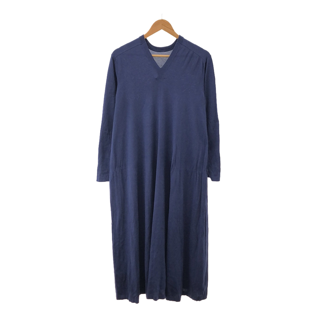 ATON | Back V Long Knit Dress | 1 | Blue | Women's