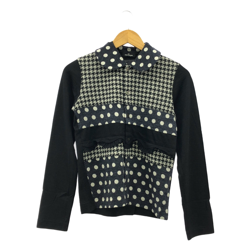 tricot COMME des GARCONS / 트리코콤 데 갤슨 | 2009AW | 도트 치조 격자 라운드 컬러 가디건 | 네이비/화이트/블랙 | 여성