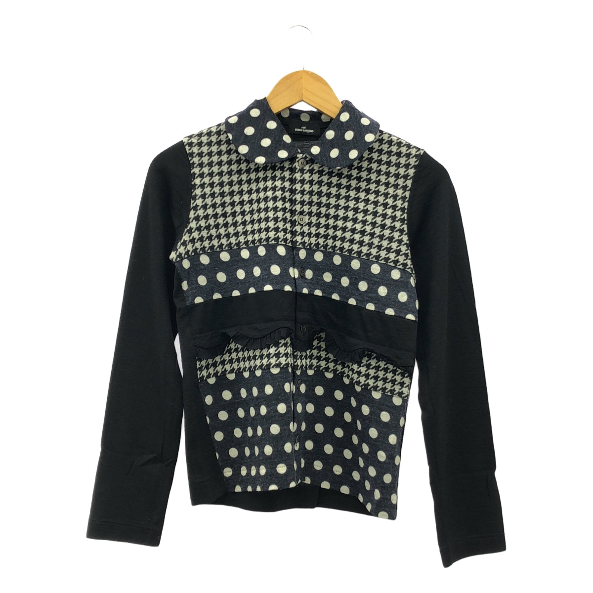 tricot COMME des GARCONS / 트리코콤 데 갤슨 | 2009AW | 도트 치조 격자 라운드 컬러 가디건 | 네이비/화이트/블랙 | 여성