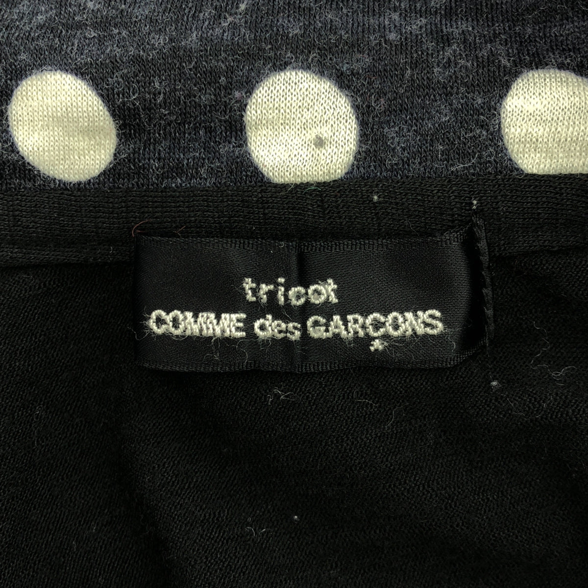 tricot COMME des GARCONS / 트리코콤 데 갤슨 | 2009AW | 도트 치조 격자 라운드 컬러 가디건 | 네이비/화이트/블랙 | 여성