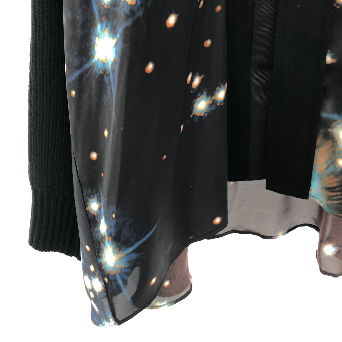 【美品】  sacai / サカイ | 2020AW | × NASA ナサコラボ 宇宙柄 転写プリント ニットドッキング ライダースジャケット | 1 | ブラック | レディース