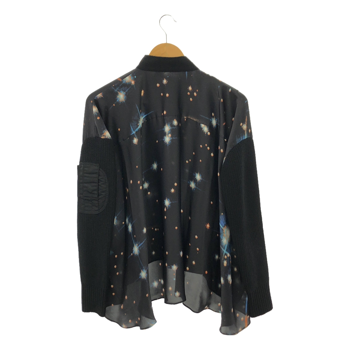 【美品】  sacai / サカイ | 2020AW | × NASA ナサコラボ 宇宙柄 転写プリント ニットドッキング ライダースジャケット | 1 | ブラック | レディース