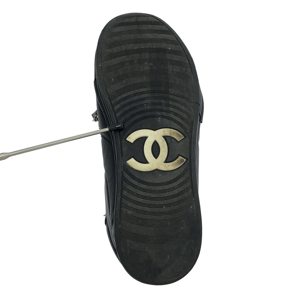 CHANEL / シャネル | ココマーク サイドジップ レザー レースアップスニーカー | 42 |