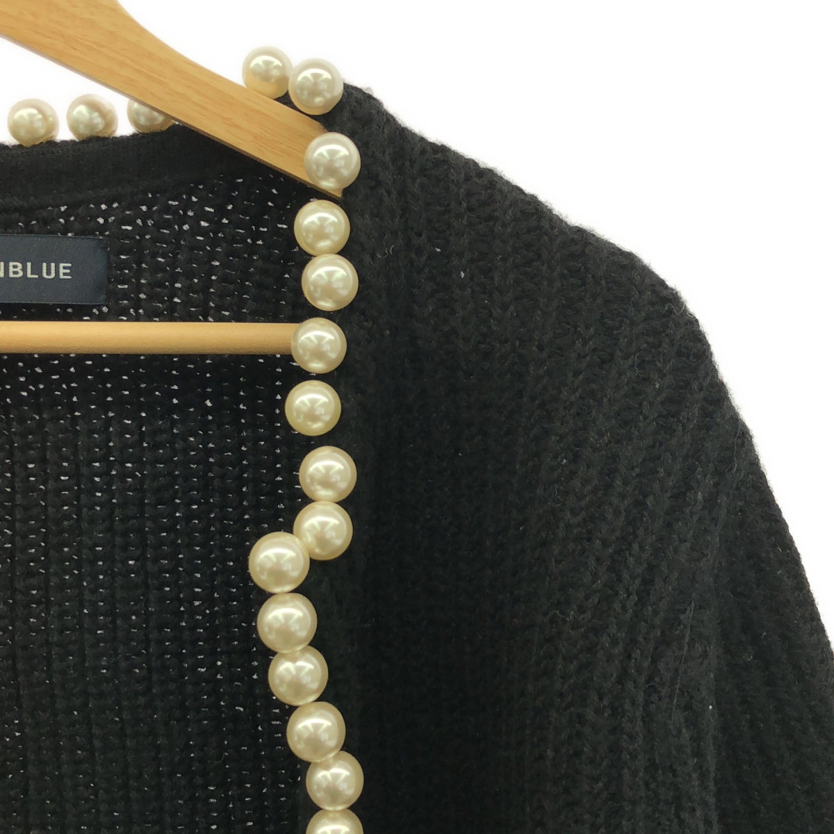 MADISON BLUE / マディソンブルー | PEARL DAMAGE CD BRITISH WOOL パール ダメージ加工 ウール カーディガン | 01(S) | ブラック | レディース
