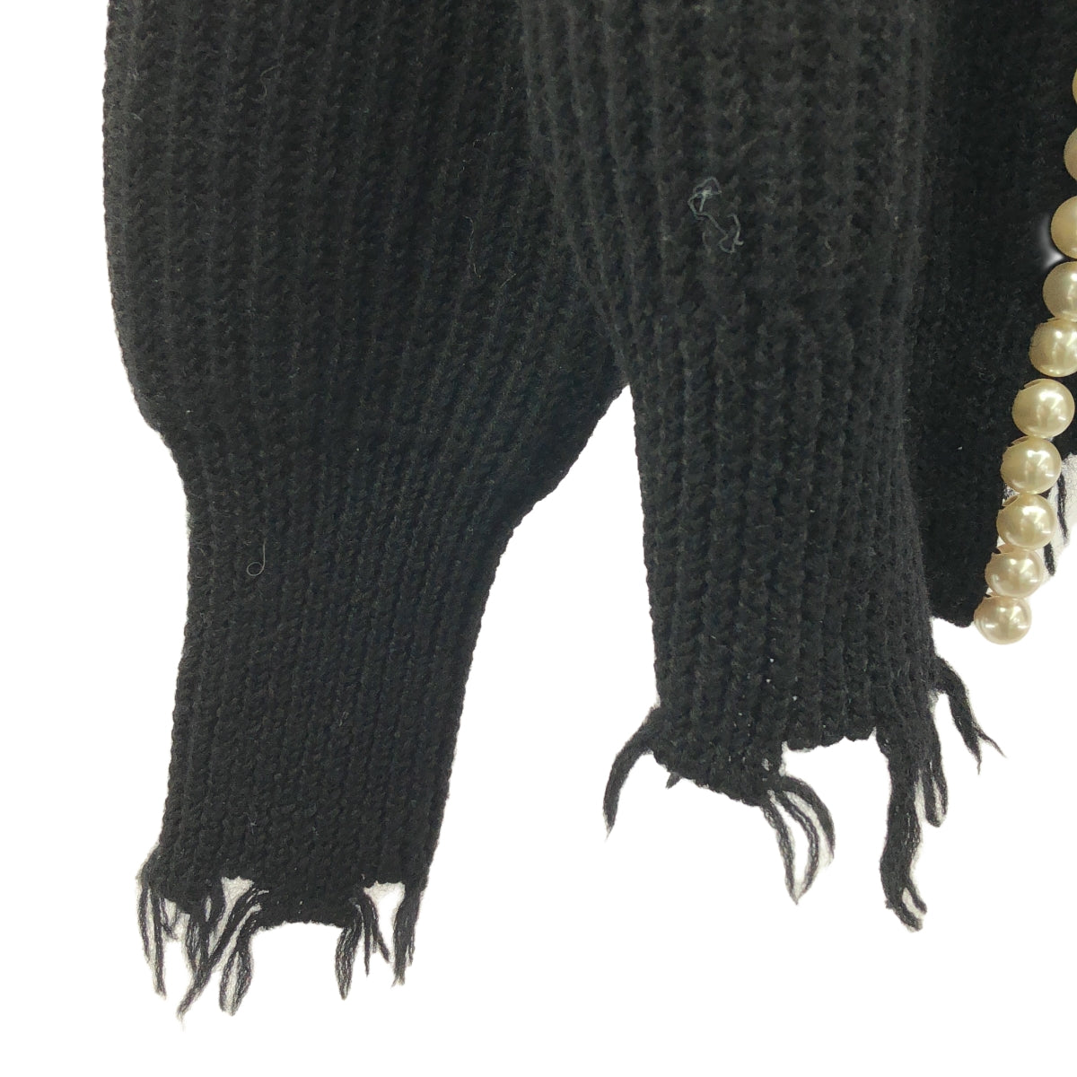 MADISON BLUE / マディソンブルー | PEARL DAMAGE CD BRITISH WOOL パール ダメージ加工 ウール カーディガン | 01(S) | ブラック | レディース