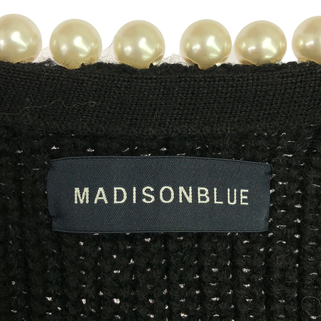 MADISON BLUE / マディソンブルー | PEARL DAMAGE CD BRITISH WOOL パール ダメージ加工 ウール カーディガン | 01(S) | ブラック | レディース