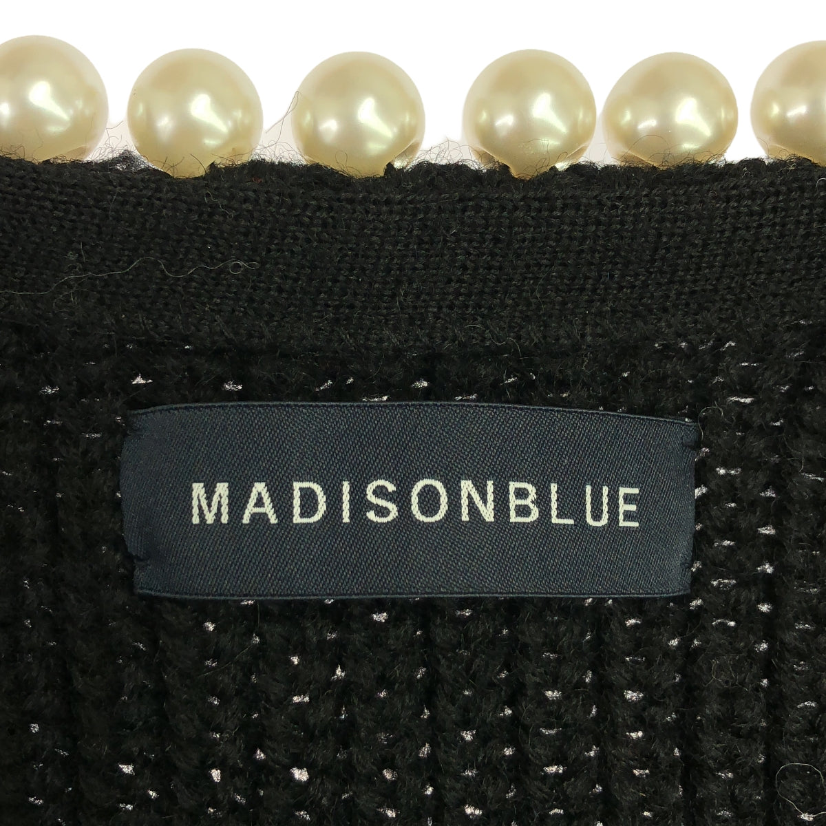 MADISON BLUE / マディソンブルー | PEARL DAMAGE CD BRITISH WOOL パール ダメージ加工 ウール カーディガン | 01(S) | ブラック | レディース
