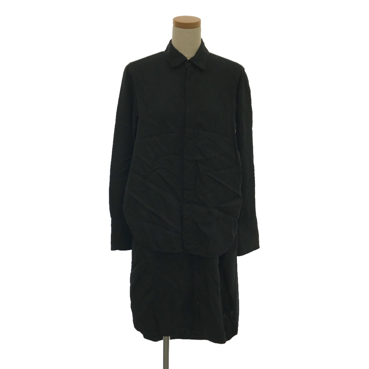 [Good Condition] Ground Y | 2015AW | Transformed Docking Layered Shirt Dress | 2 | Black | Women's