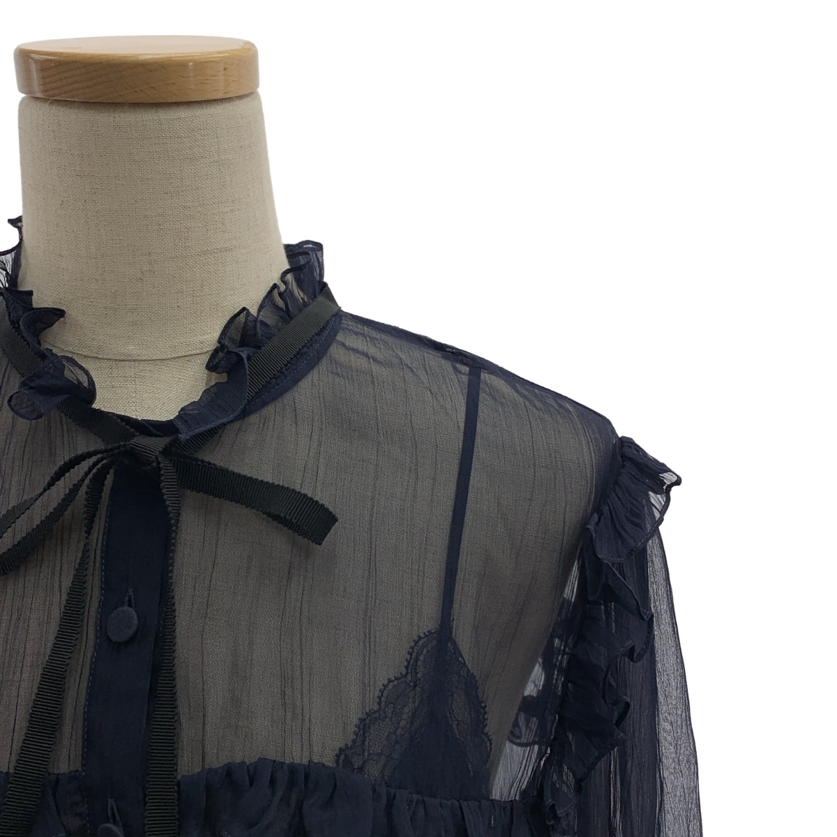 グッチ シルク フリル ラッフル シフォン ボリューム シャツ ブラウス 48