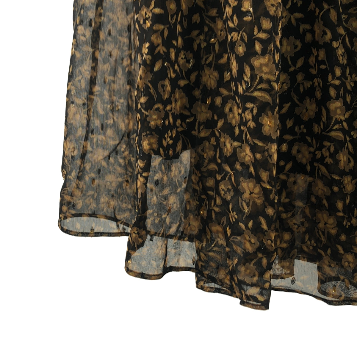 巴黎第一區 | 印花薄紗彈性腰荷葉邊蓬蓬裙 / 有襯裡 | 尺寸 38 | 女裝