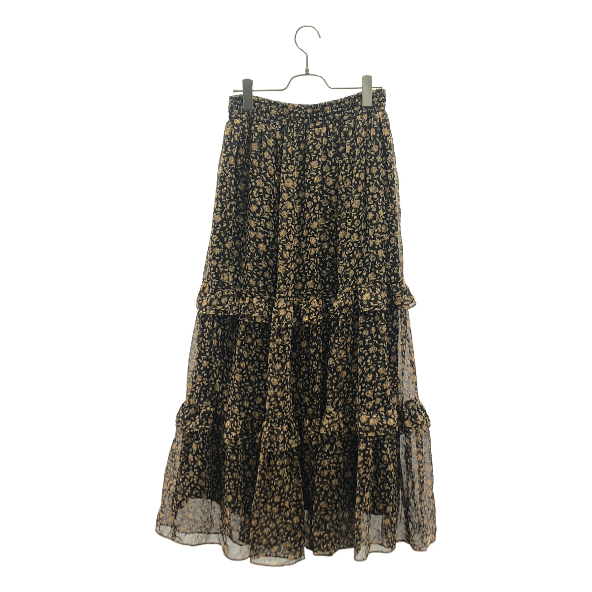 巴黎第一區 | 印花薄紗彈性腰荷葉邊蓬蓬裙 / 有襯裡 | 尺寸 38 | 女裝