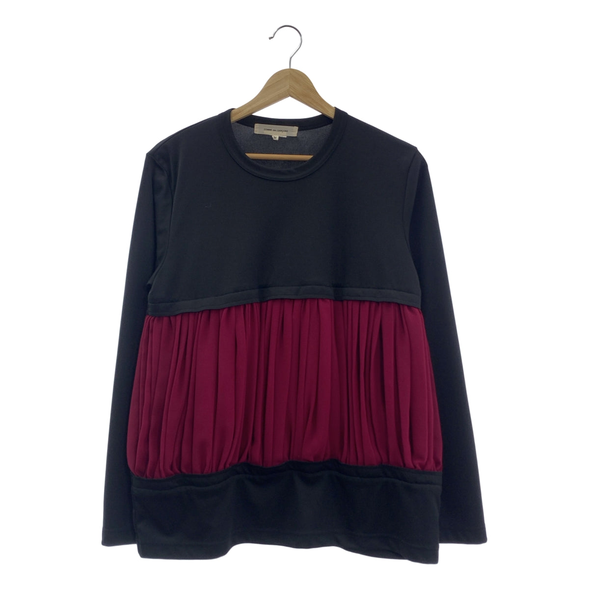 COMME des GARCONS | 2020 秋冬 | 雪紡褶皺剪裁上衣 | M | 黑色/酒紅色 | 女款