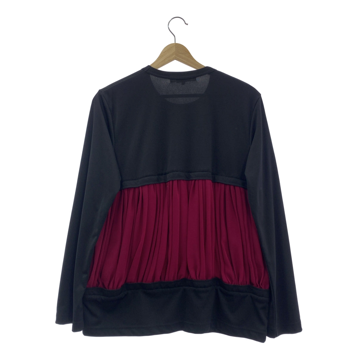 COMME des GARCONS | 2020 秋冬 | 雪紡褶皺剪裁上衣 | M | 黑色/酒紅色 | 女款