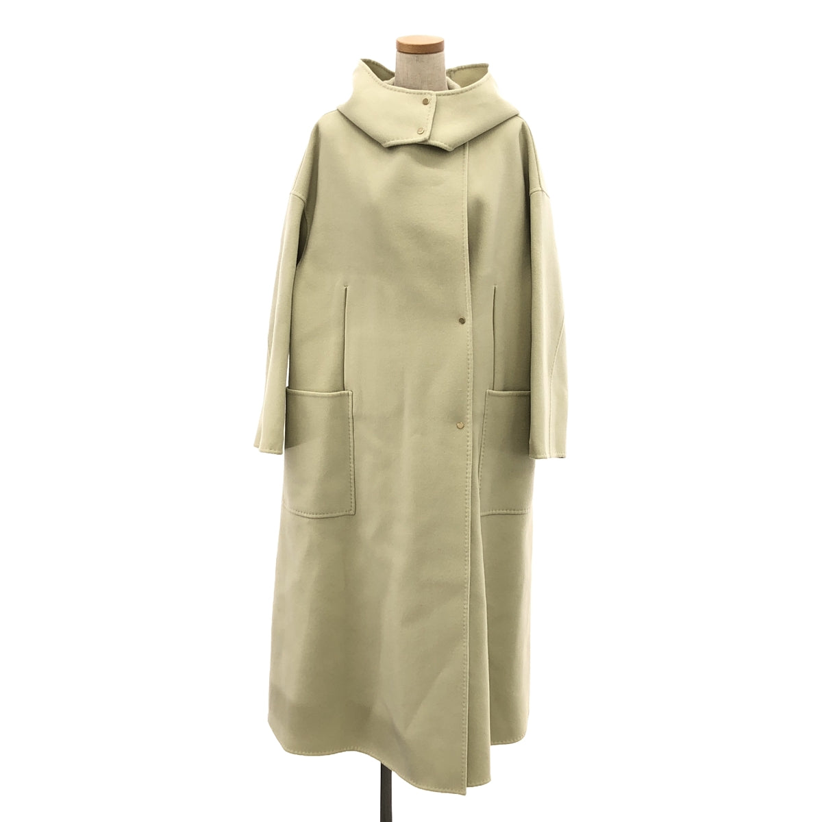 [Good Condition] ebure / Ebur | × Ron Herman Wool Luxe Melton Hooded Coat | S | Ivory | Women's