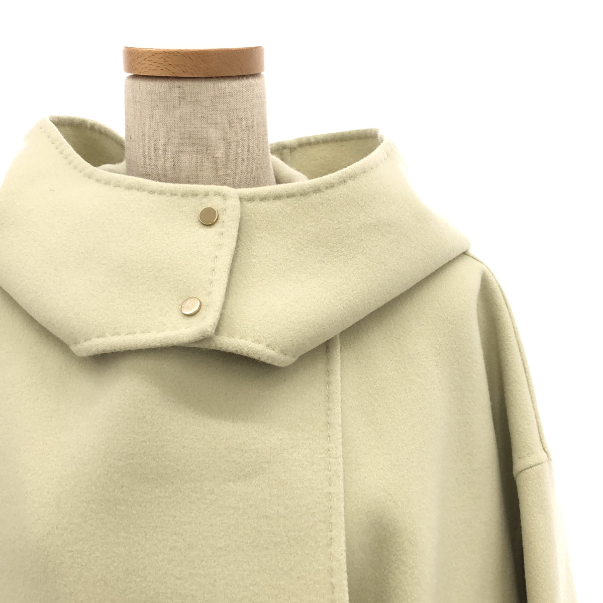 [Good Condition] ebure / Ebur | × Ron Herman Wool Luxe Melton Hooded Coat | S | Ivory | Women's