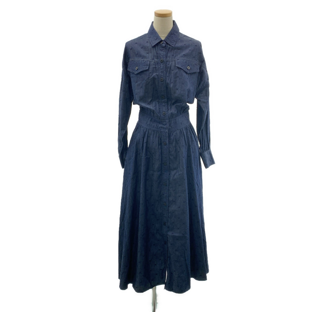 SINME / シンメ | ドット デニム ロング シャツワンピース | S | レディース