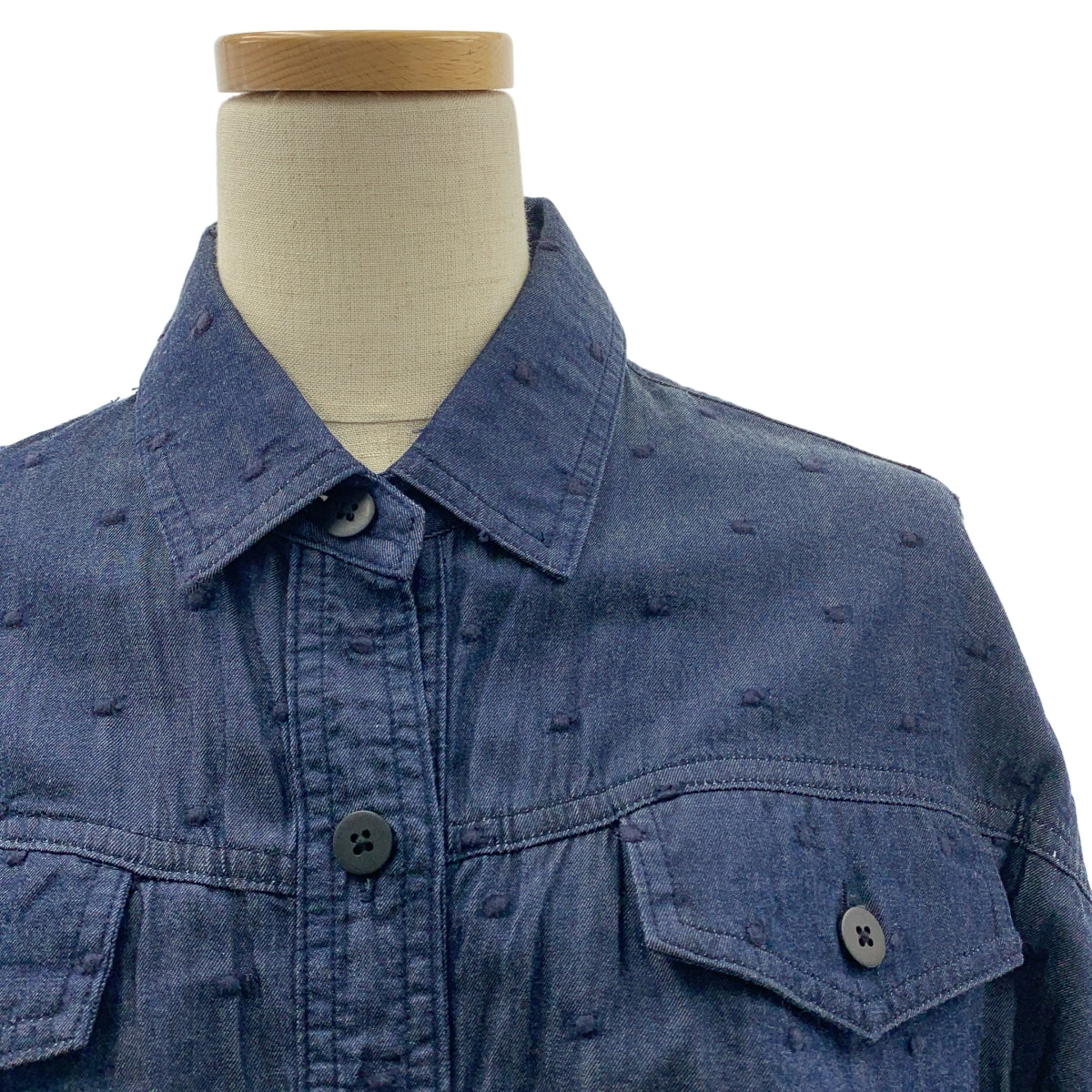 SINME / シンメ | ドット デニム ロング シャツワンピース | S | レディース