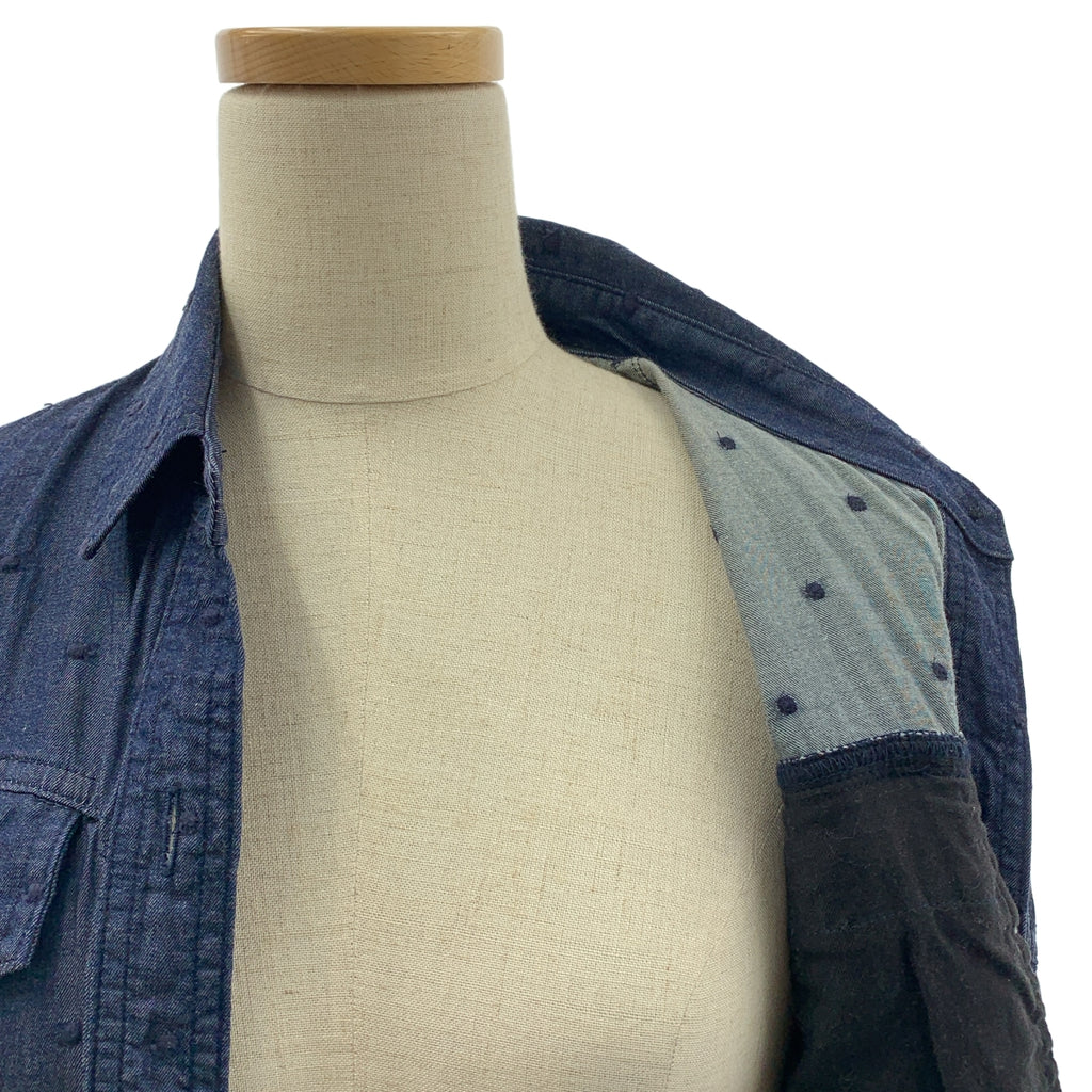 SINME / シンメ | ドット デニム ロング シャツワンピース | S | レディース