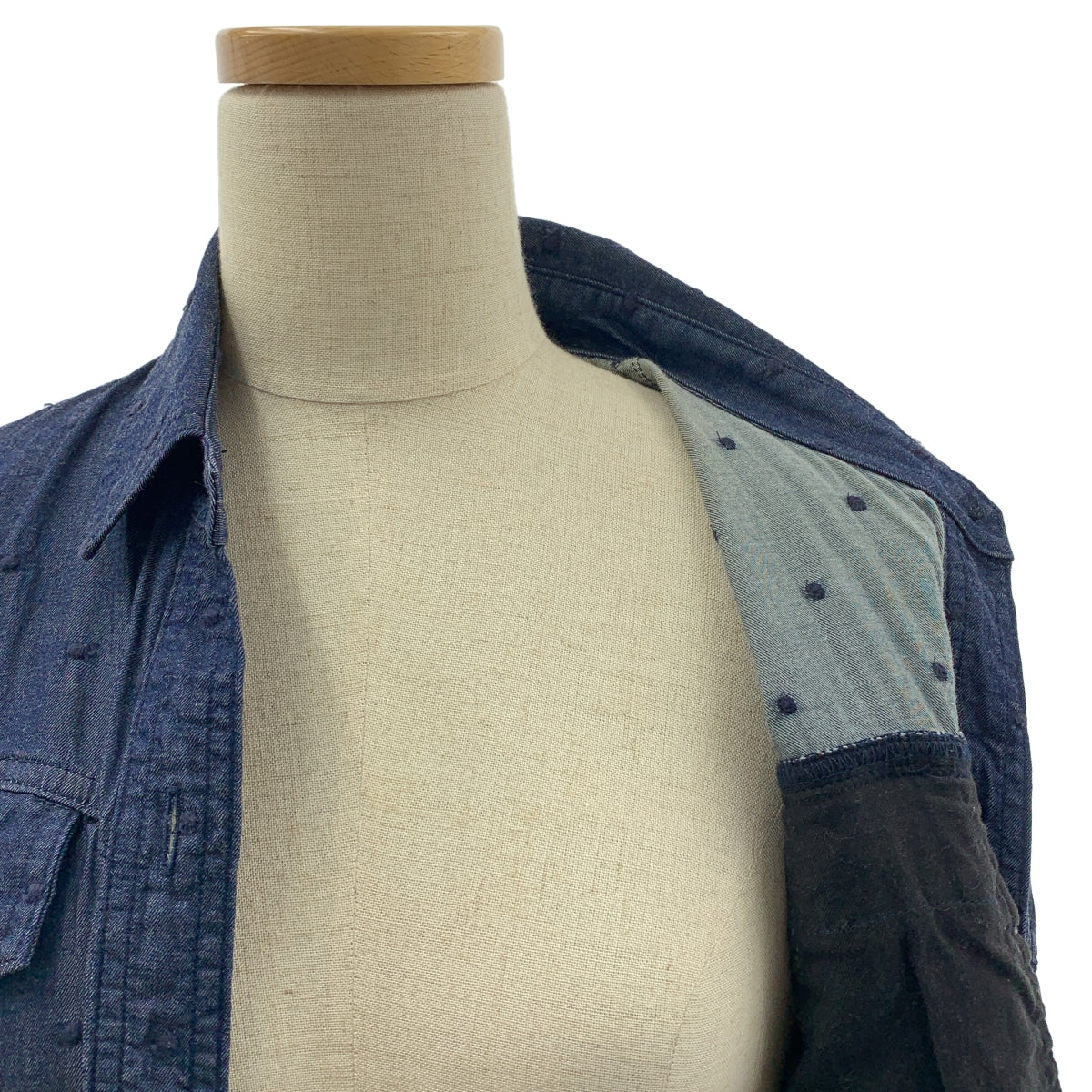 SINME / シンメ | ドット デニム ロング シャツワンピース | S | レディース