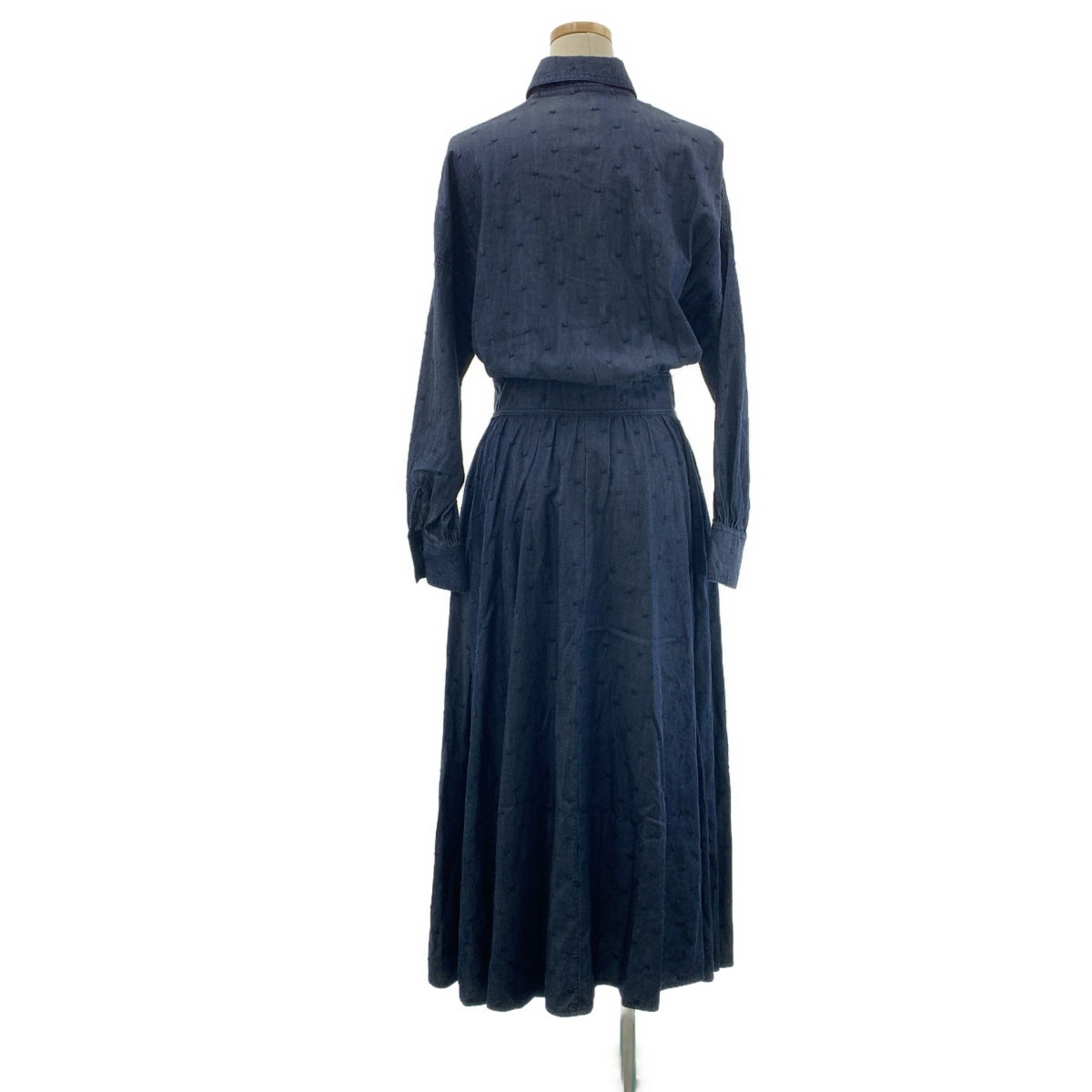 SINME / シンメ | ドット デニム ロング シャツワンピース | S | レディース