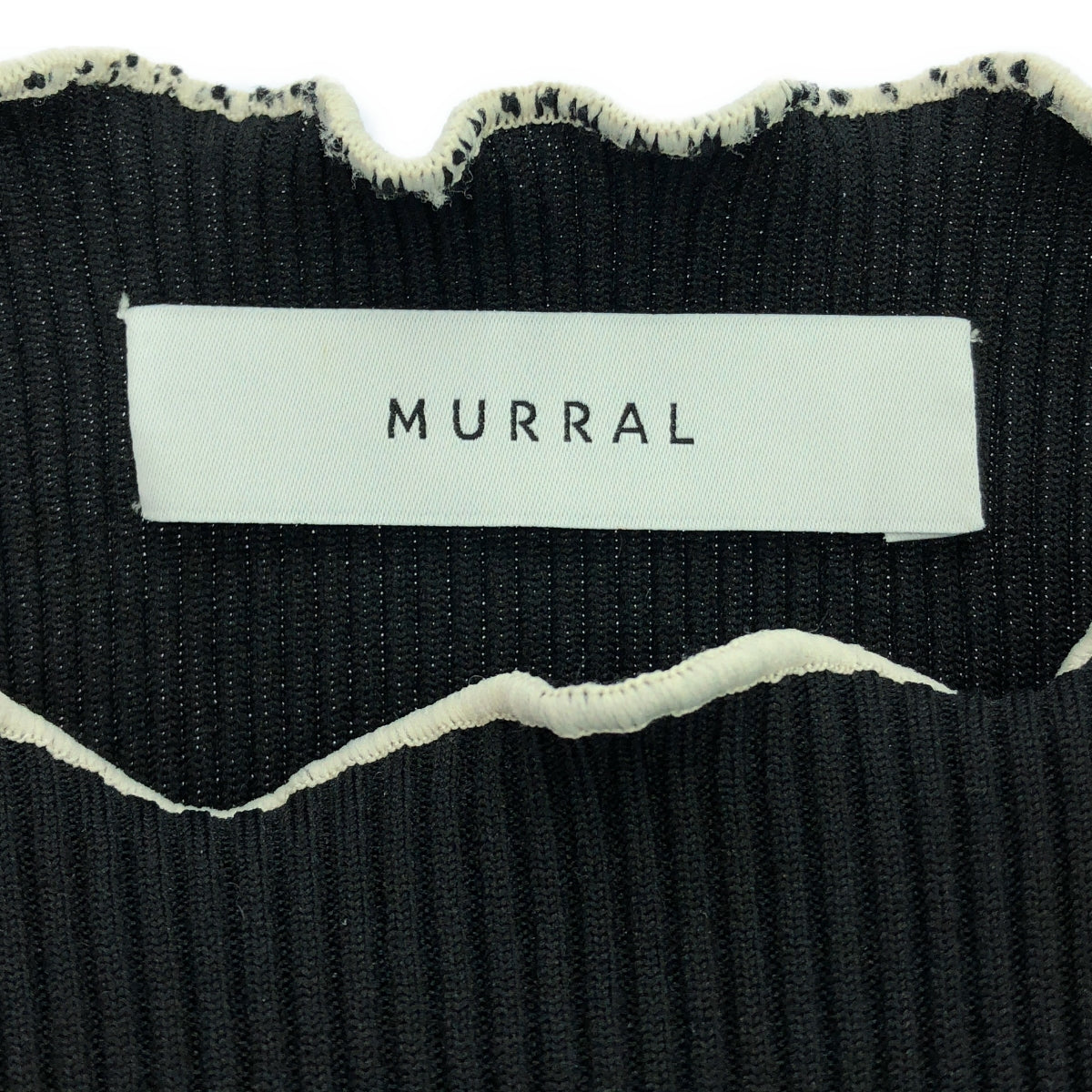 MURRAL | 2020AW | Asymmetrical ruffle rib knit pullover | 36 | Black/white/brown | Women's