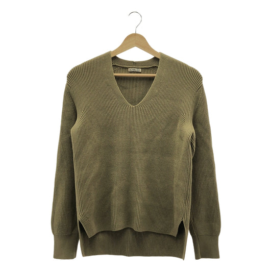 AURALEE / オーラリー | SUPER FINE WOOL RIB KNIT V NECK P/O リブ ニット | 1 | レディース