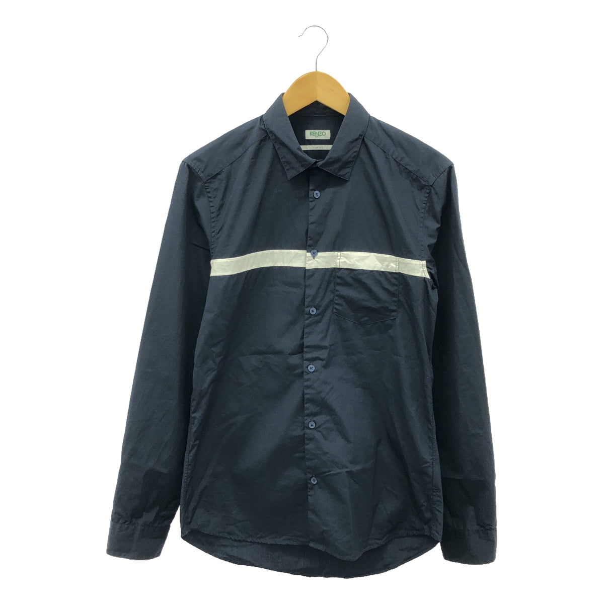 KENZO |修身款貼附棉質襯衫 | 39（15 1/4）|海軍藍/白色|男士