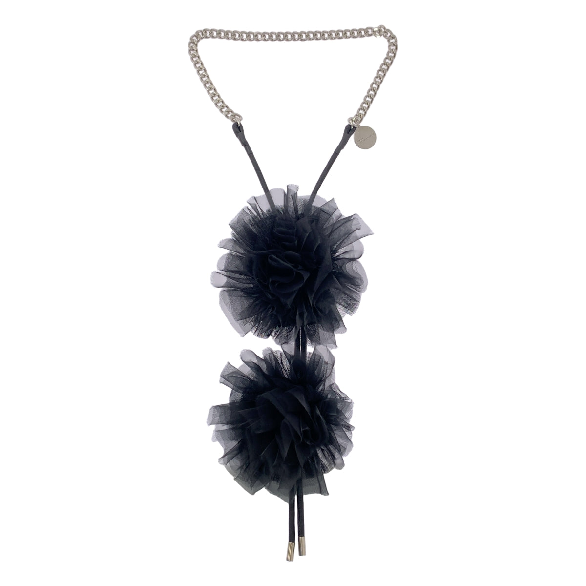 【美品】  noir kei ninomiya / ノワールケイニノミヤ | 2025SS | ナイロンチュール フラワーコサージュ ループタイ ネックレス チョーカー | S | ブラック | レディース