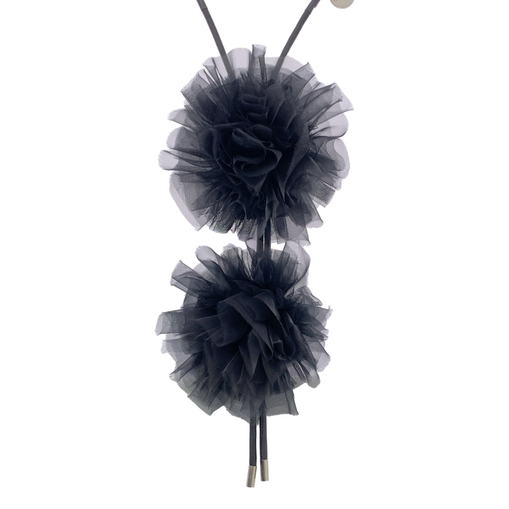 【美品】  noir kei ninomiya / ノワールケイニノミヤ | 2025SS | ナイロンチュール フラワーコサージュ ループタイ ネックレス チョーカー | S | ブラック | レディース