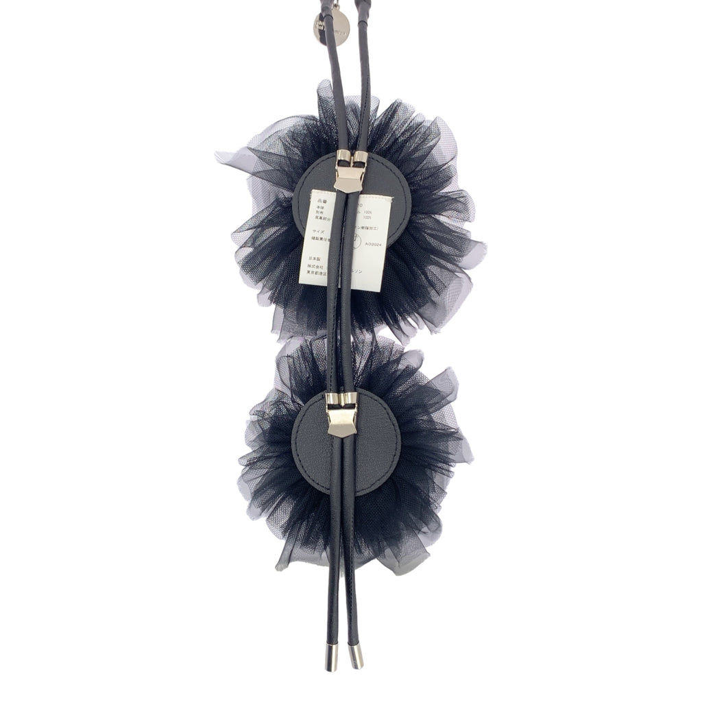 【美品】  noir kei ninomiya / ノワールケイニノミヤ | 2025SS | ナイロンチュール フラワーコサージュ ループタイ ネックレス チョーカー | S | ブラック | レディース