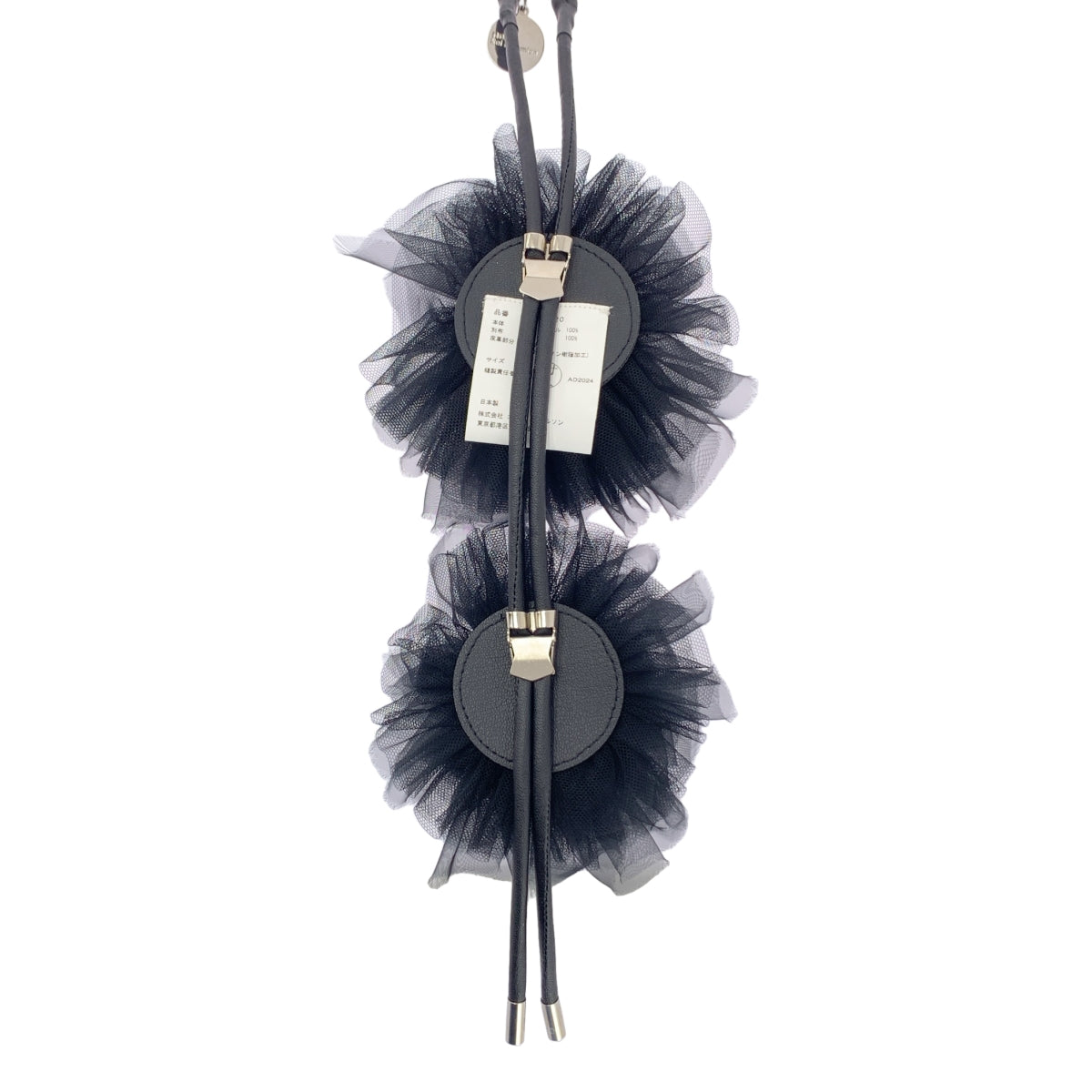 【美品】  noir kei ninomiya / ノワールケイニノミヤ | 2025SS | ナイロンチュール フラワーコサージュ ループタイ ネックレス チョーカー | S | ブラック | レディース