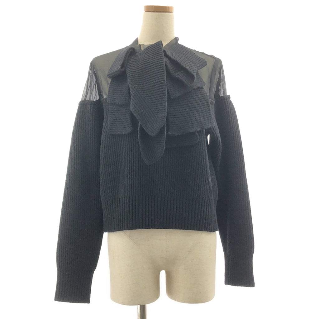 sacai / サカイ | 2023AW | シアー切替 リブ ニット | 1 | レディース