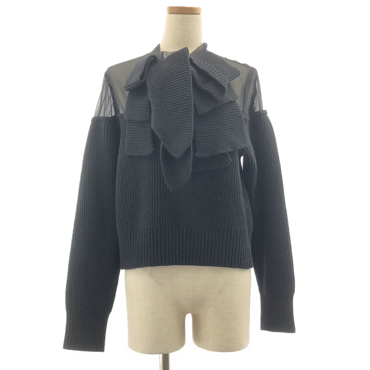 sacai / サカイ | 2023AW | シアー切替 リブ ニット | 1 | レディース