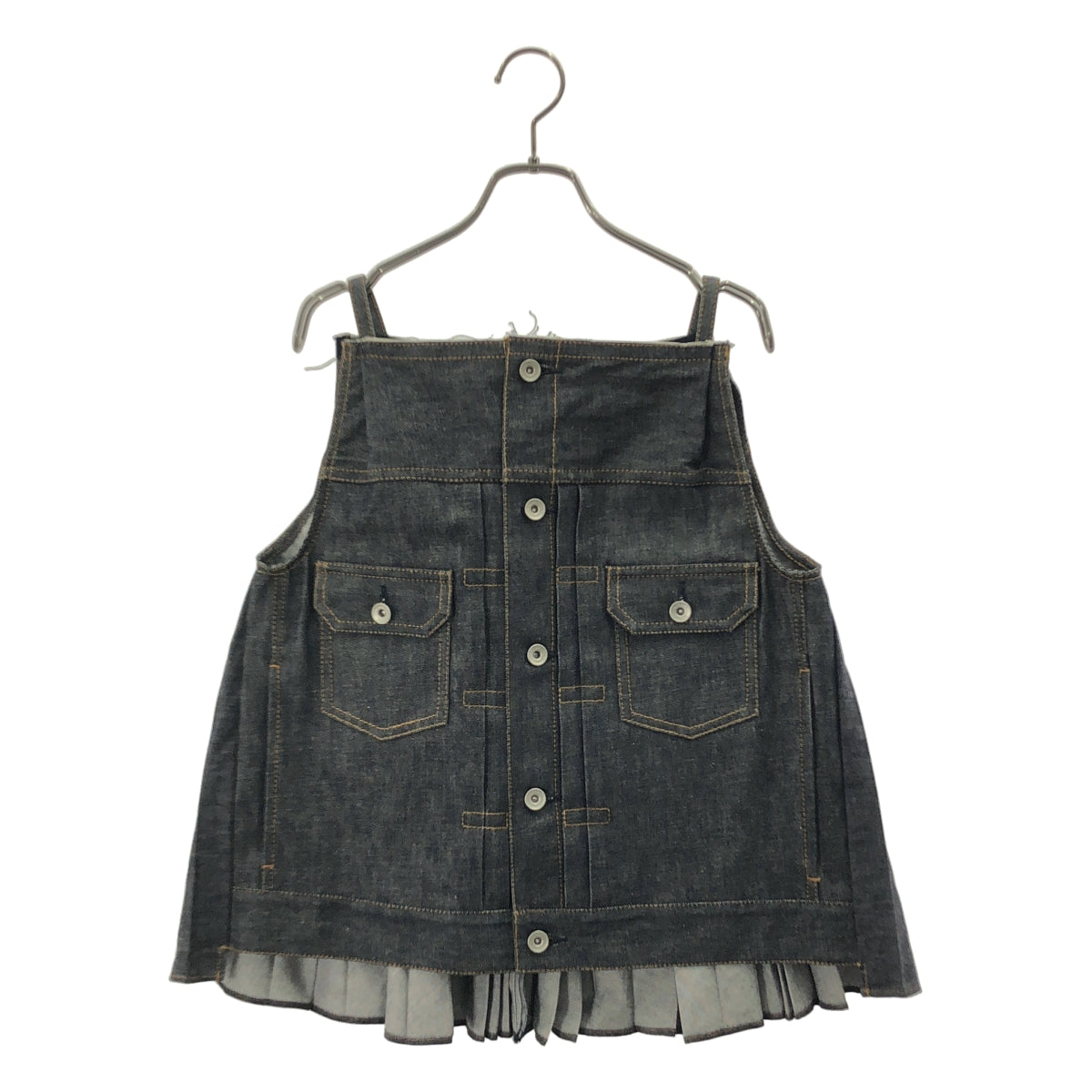 【美品】 sacai / サカイ | 2024SS | Denim Camisole Shirt 後褶邊無袖上衣 | 1 | 靛藍 | 女士