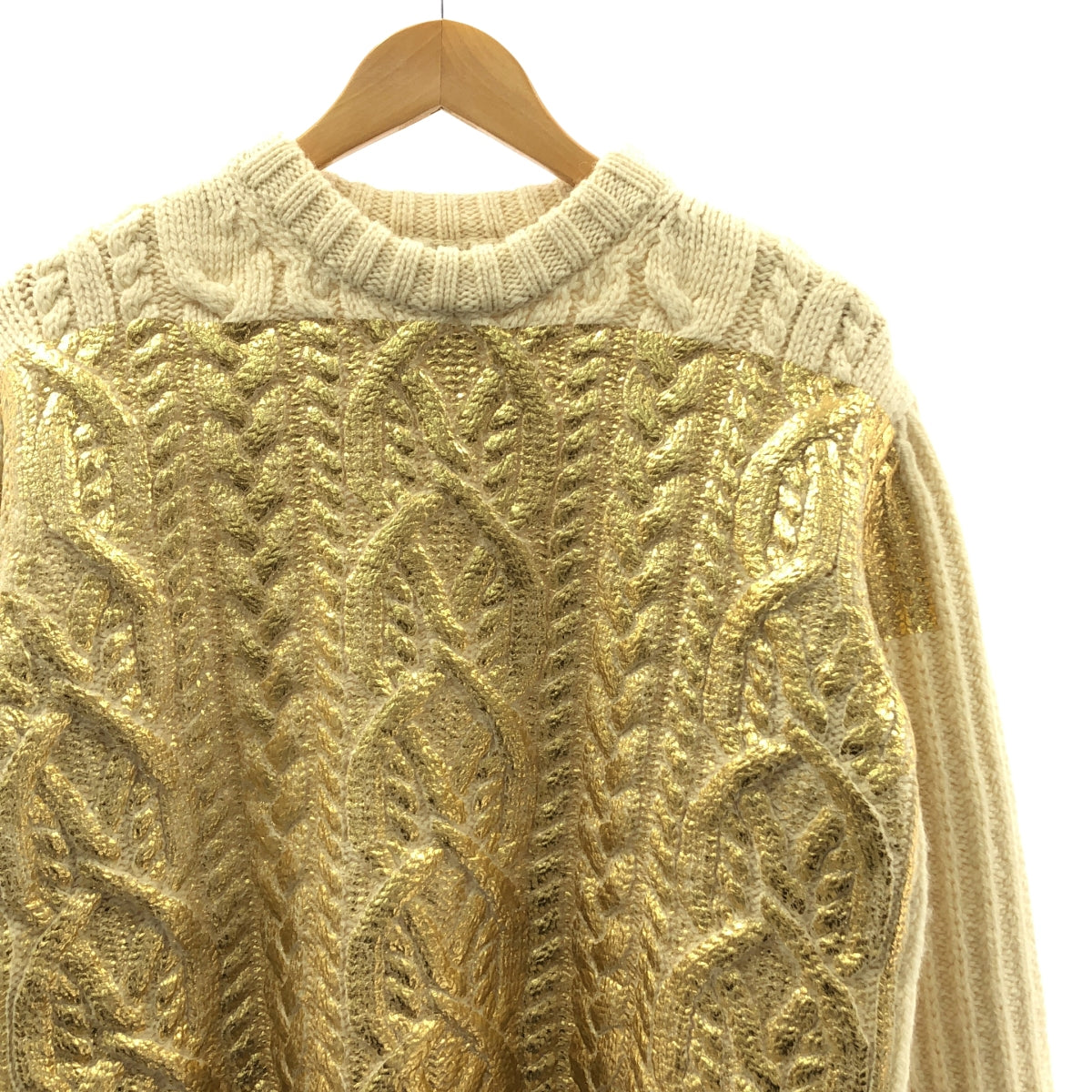 DRIES VAN NOTEN / 드리스 반 노텐 | 2022AW | 호일 프린트 울 알란 크루 넥 니트 | S | 남성