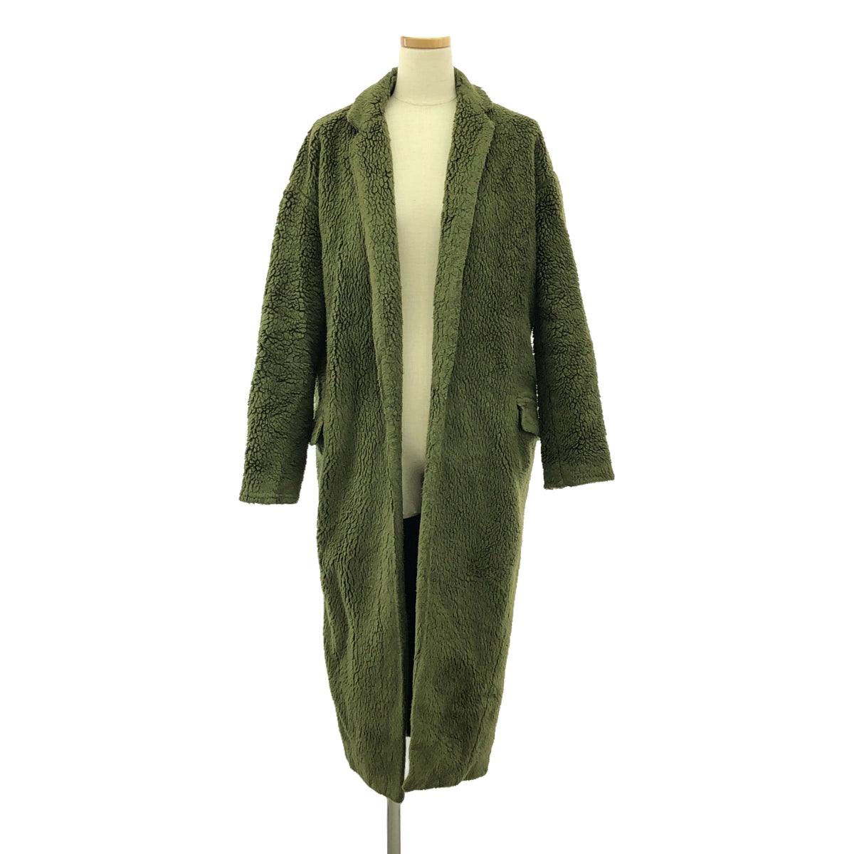 REYC / リック | FUR LONG COAT ボア ロング コート | 34 | オリーブ | レディース