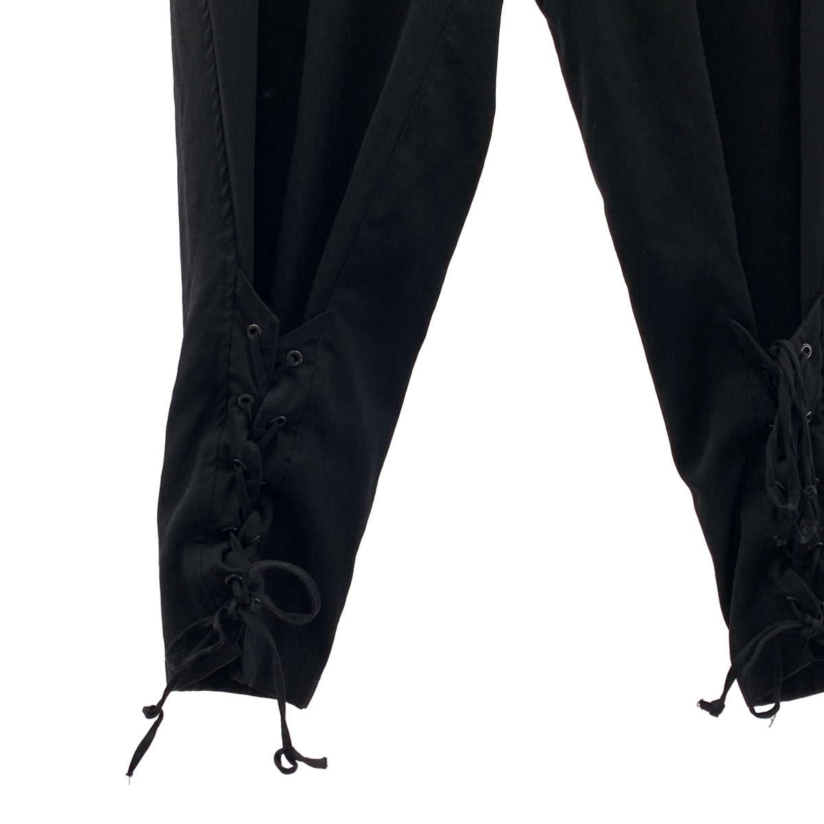 山本耀司男裝 | 2019 秋冬系列 | 羊毛褶皺斜紋布 E 襯裡繫帶長褲 | 2 碼 | 黑色 | 男士