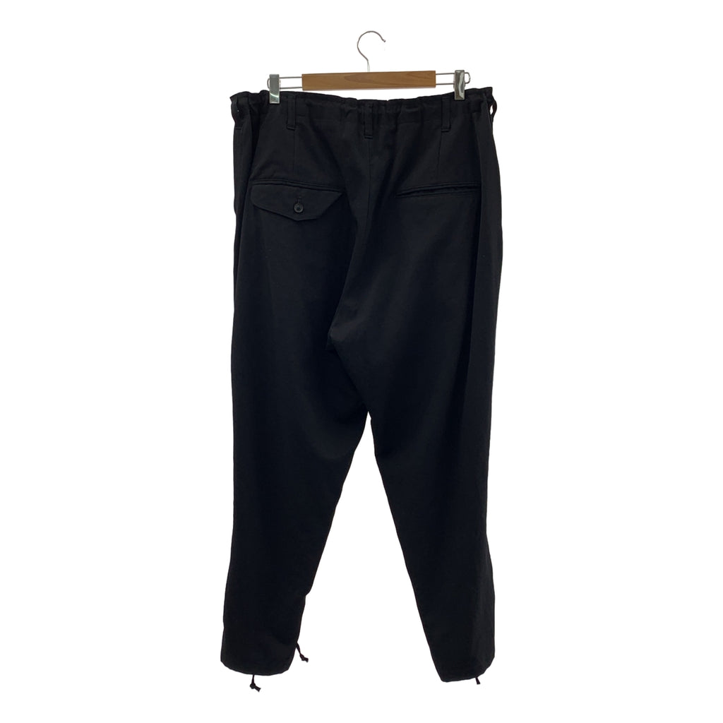 山本耀司男裝 | 2019 秋冬系列 | 羊毛褶皺斜紋布 E 襯裡繫帶長褲 | 2 碼 | 黑色 | 男士