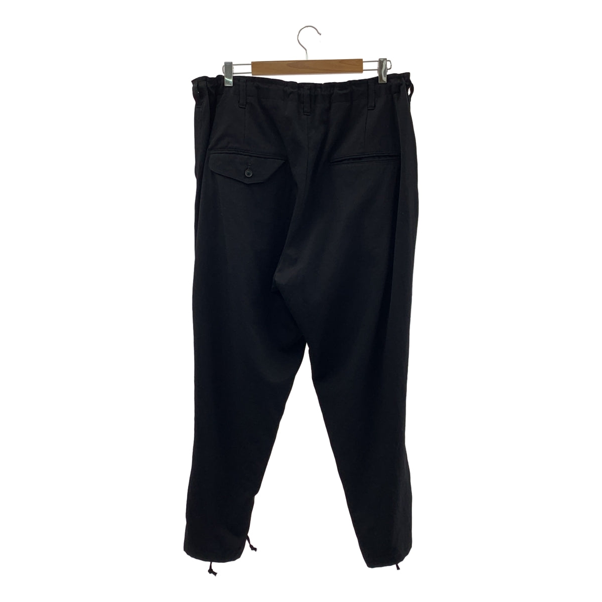 山本耀司男裝 | 2019 秋冬系列 | 羊毛褶皺斜紋布 E 襯裡繫帶長褲 | 2 碼 | 黑色 | 男士