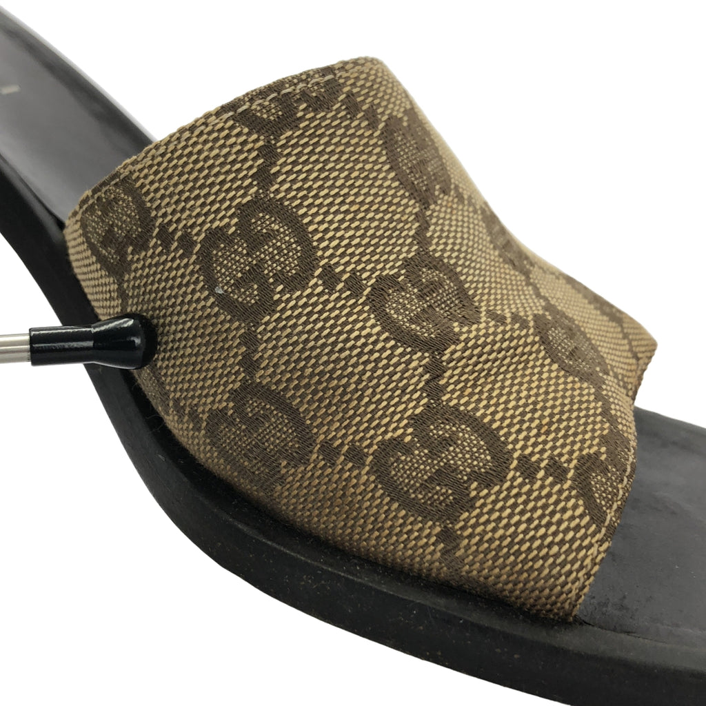 GUCCI / グッチ | キャンバス GG 総柄 チャンキーヒール サンダル | 38 1/2 | レディース