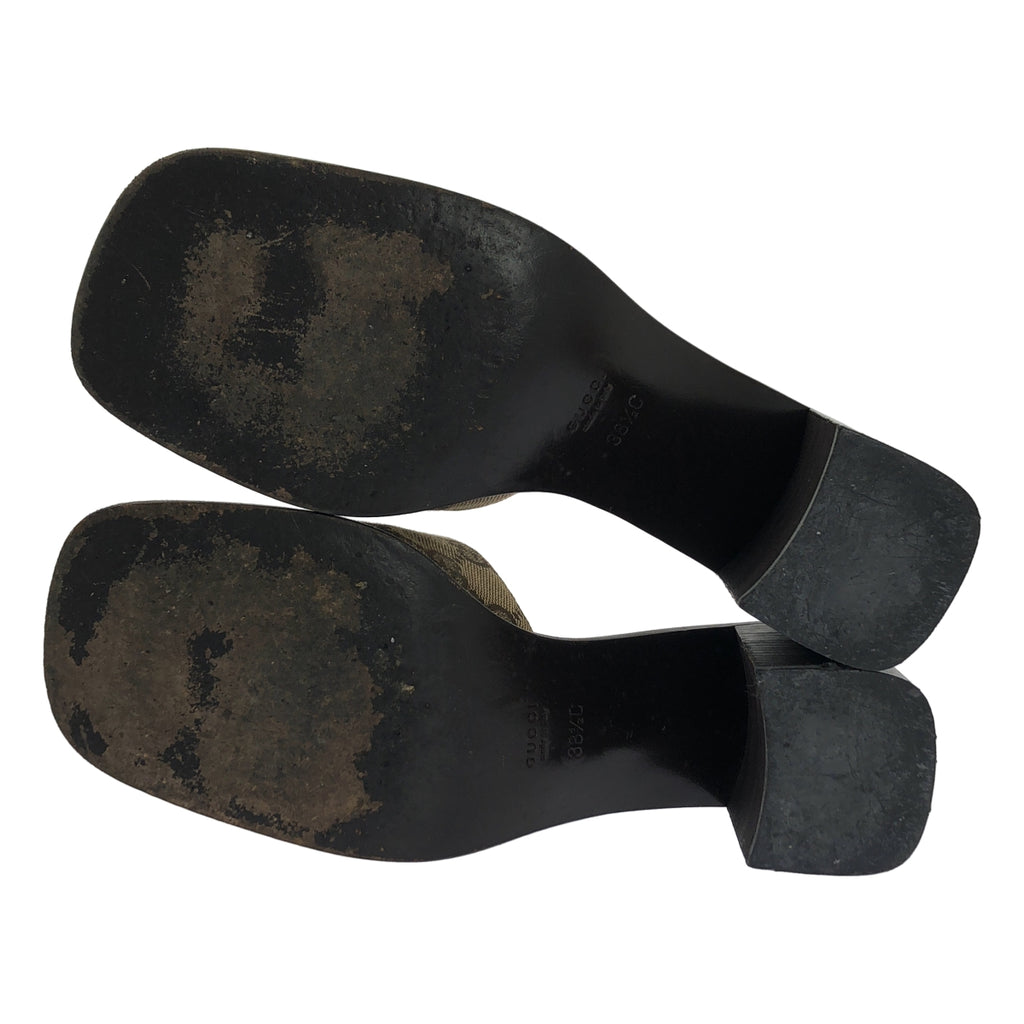 GUCCI / グッチ | キャンバス GG 総柄 チャンキーヒール サンダル | 38 1/2 | レディース