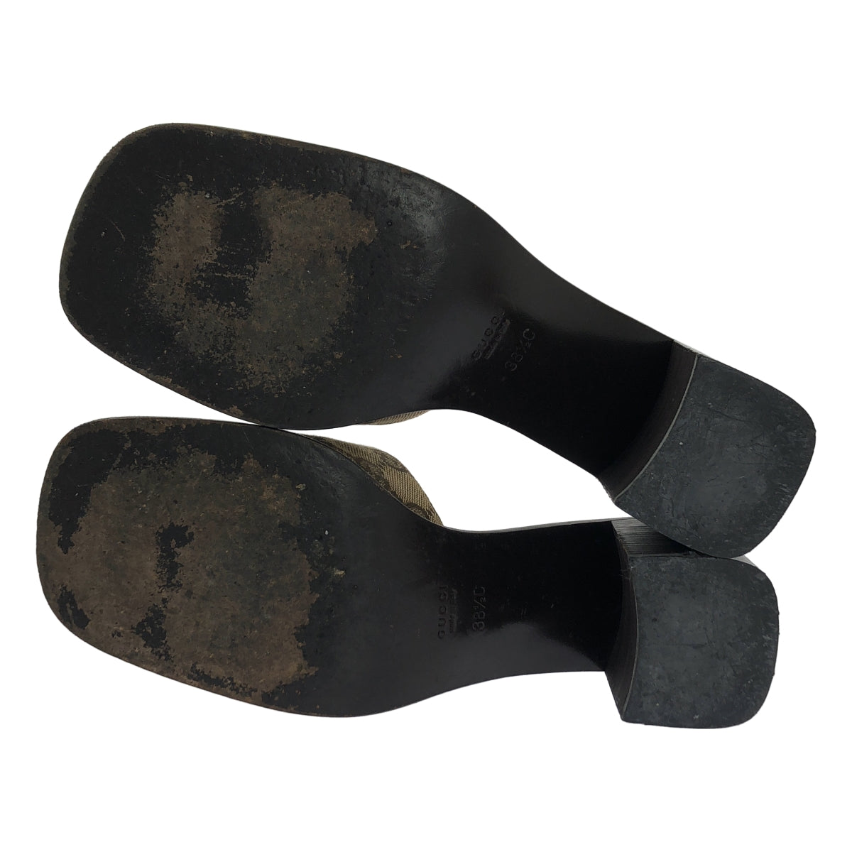 GUCCI / 구찌 | 캔버스 GG 총 무늬 청키힐 샌들 | 38 1/2 |