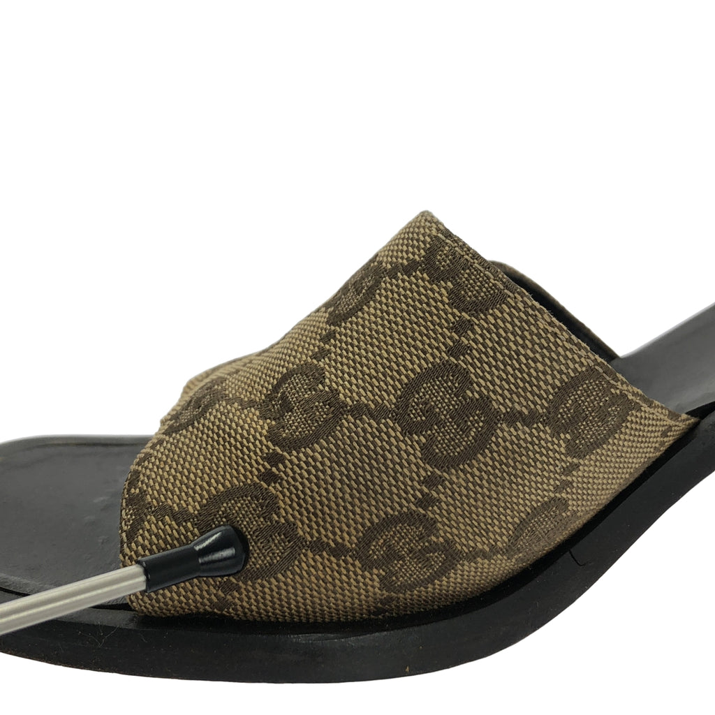 GUCCI / グッチ | キャンバス GG 総柄 チャンキーヒール サンダル | 38 1/2 | レディース