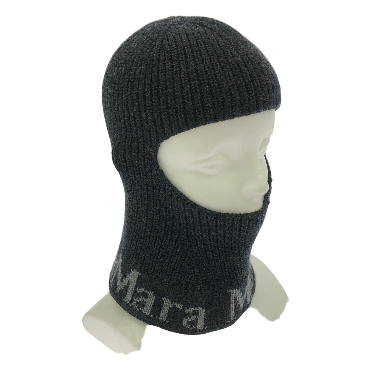 Max Mara / マックスマーラ | ロゴ ウール バラクラバ ニット 帽子 | チャコールグレー | レディース