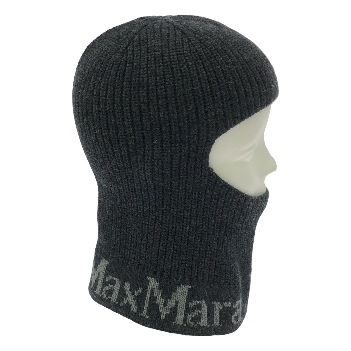 Max Mara / マックスマーラ | ロゴ ウール バラクラバ ニット 帽子 | チャコールグレー | レディース