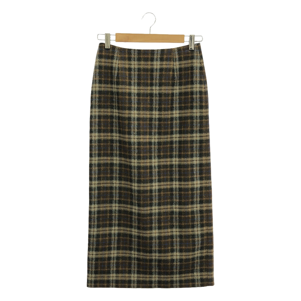 【美品】  1er Arrondissement / プルミエアロンディスモン | チェックIラインスカート | 36 | ブラウン | レディース