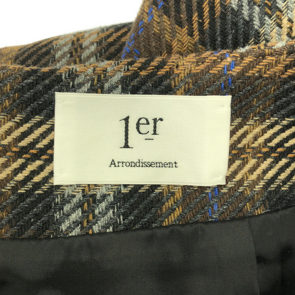 【美品】  1er Arrondissement / プルミエアロンディスモン | チェックIラインスカート | 36 | ブラウン | レディース