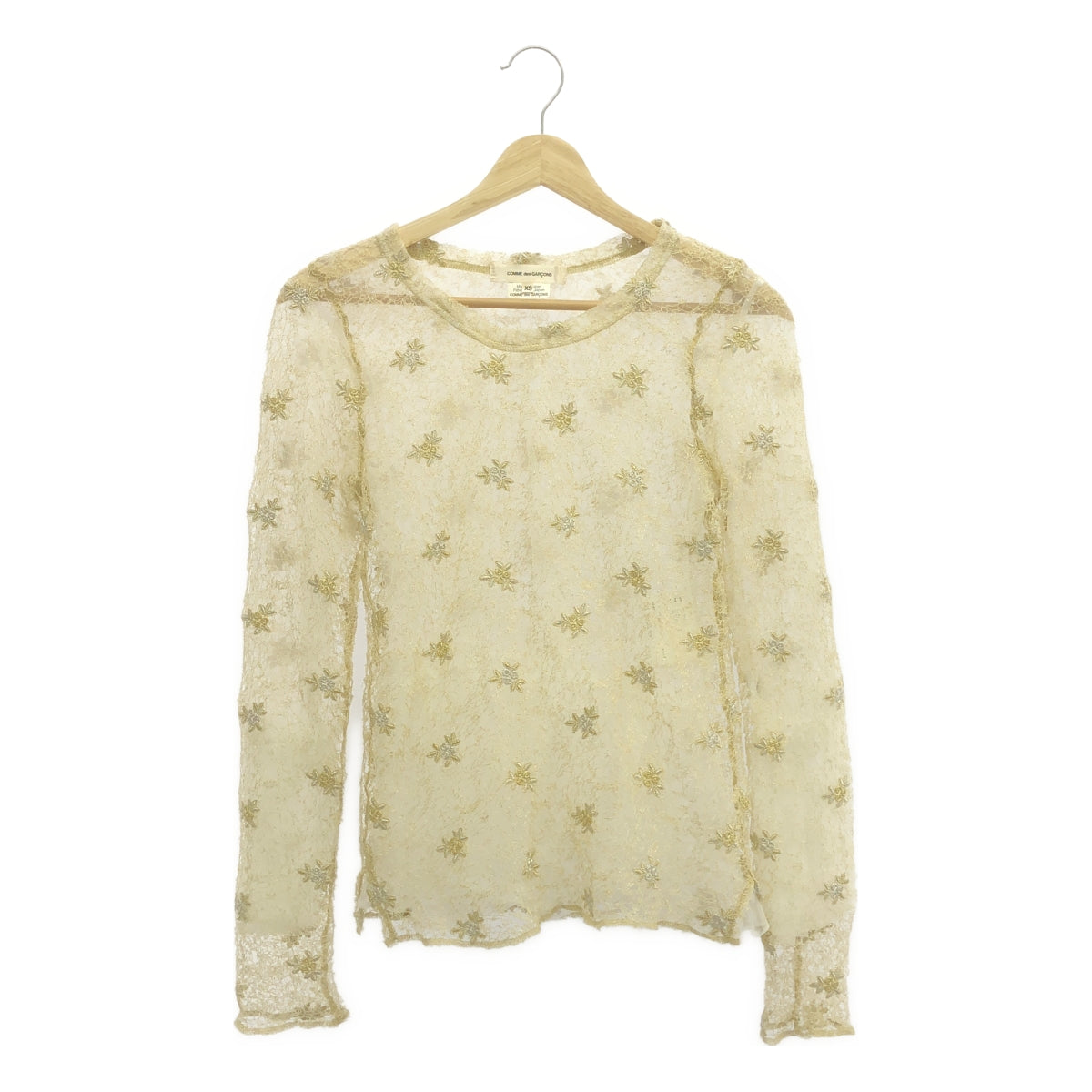 COMME des GARCONS | 2015秋冬 |薄紗對接刺繡針織 | XS |白色/金色/銀色 |女性的