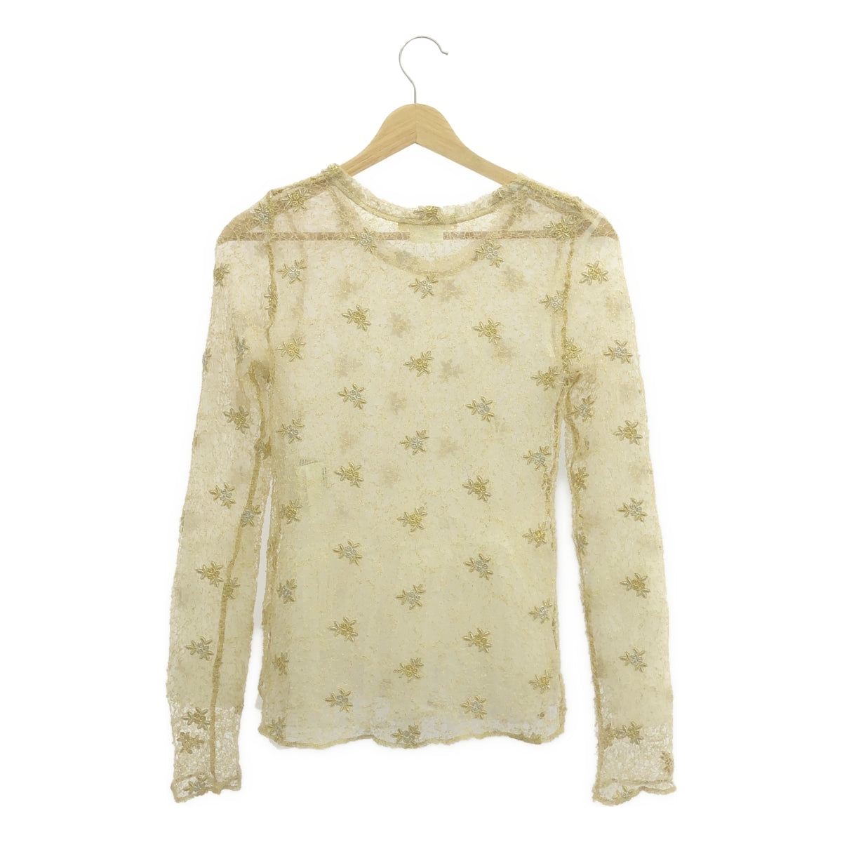 COMME des GARCONS | 2015秋冬 |薄紗對接刺繡針織 | XS |白色/金色/銀色 |女性的